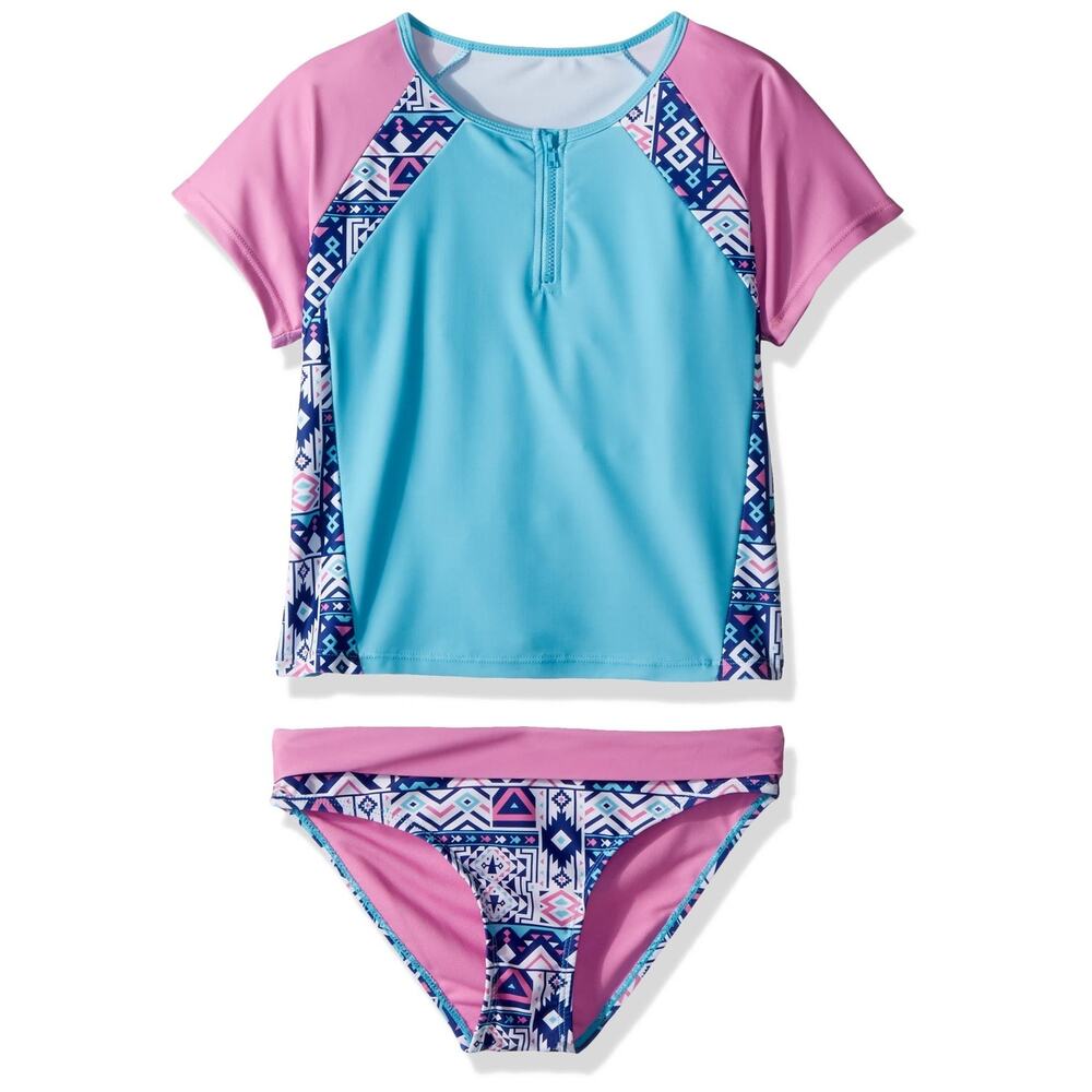YMI Girls' Who's Cute Rash Guar Swimsuit Turquoise Size 14